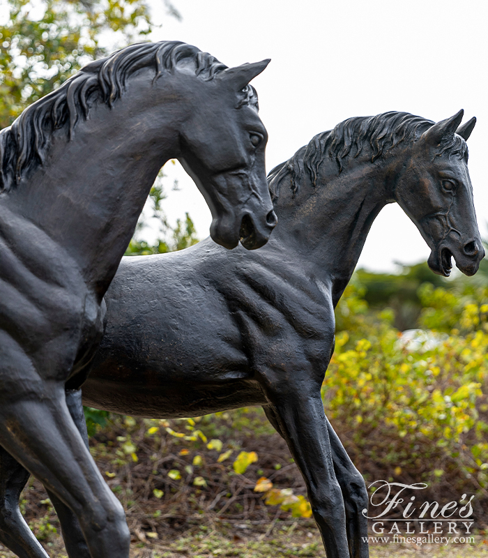 Bronze Statues  - A Pair Of Horses In Lost Wax Bronze - BS-1736